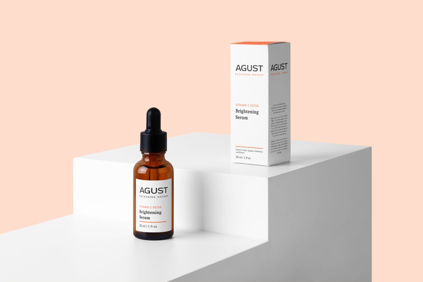 Free serum bottle mockup psd template: Dropper Bottle And Box Mockup Templates