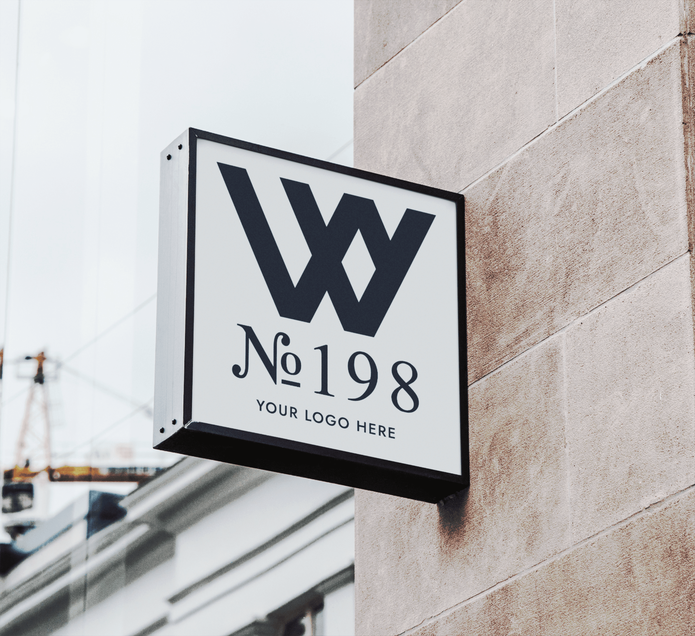 Free minimalistic wall sign mockup (psd). Square Wall Sign Mockup