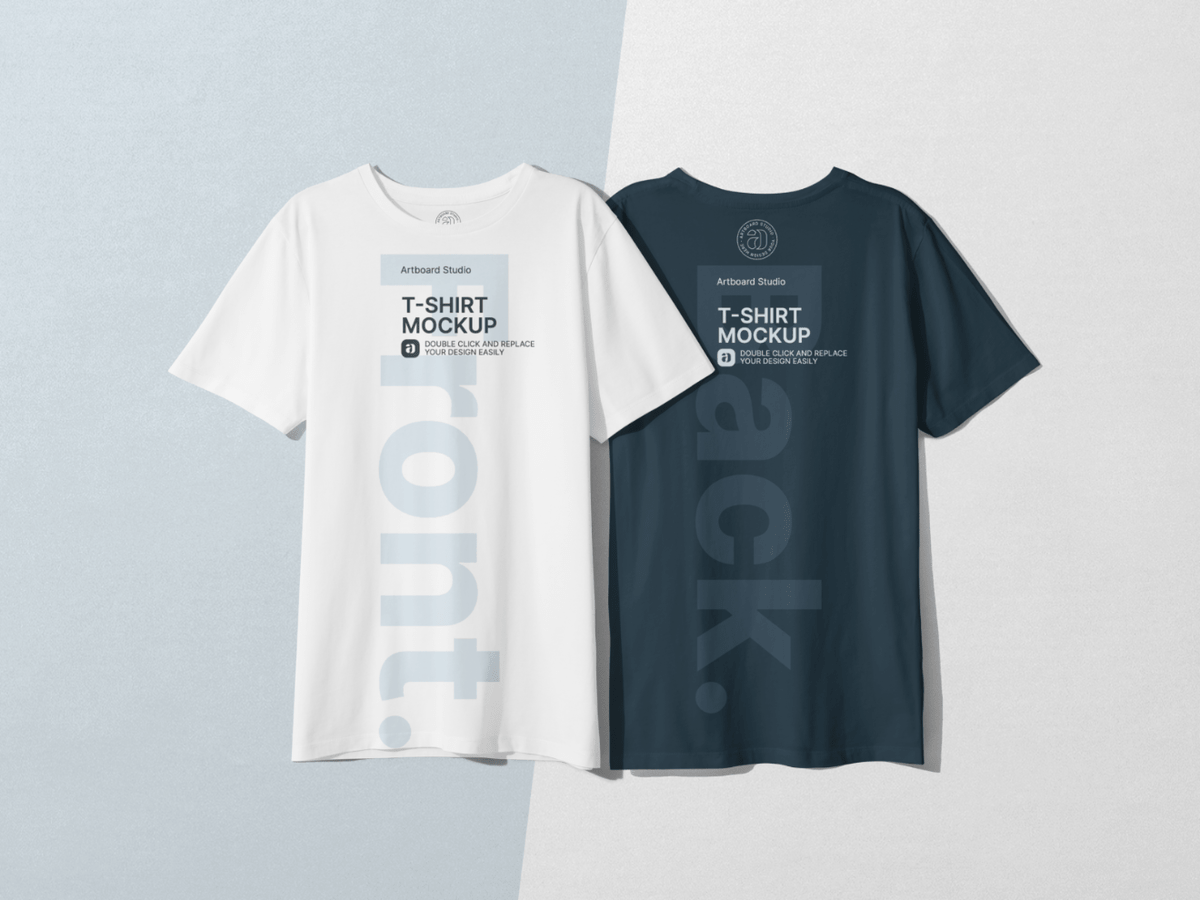 Place your apparel design through smart object · 2. Front Back T Shirt Mockup Template