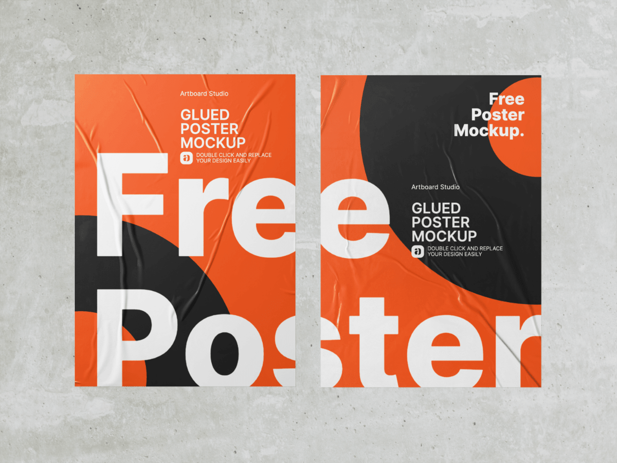 This free mockup scene was made in cinema . Glued Urban Poster Mockup Template